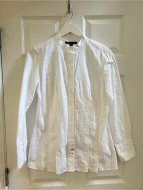 NWT Brooks Brothers white pleated hem blouse Size S